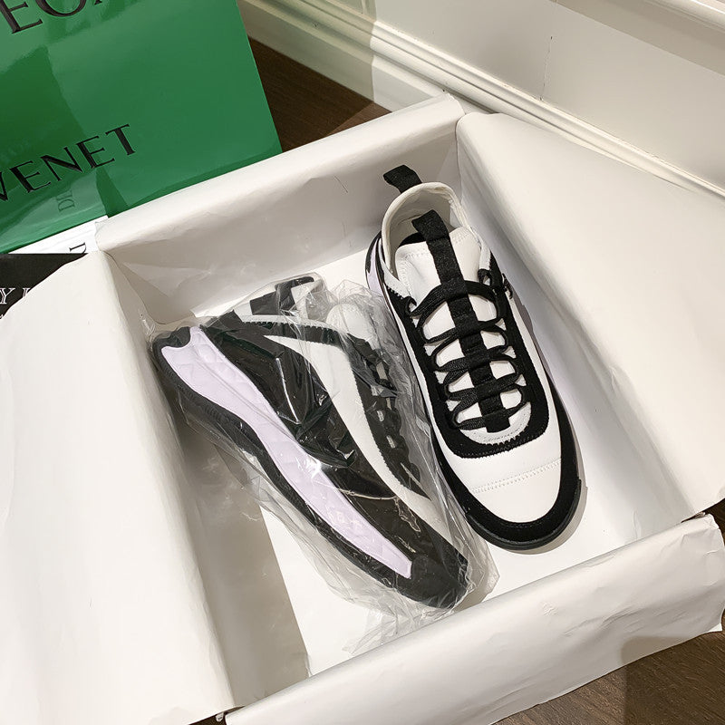 Daddy Shoes Women's Stitching Casual Sports Women's Shoes White Shoes Thick-soled Light Zenggao Women's Shoes