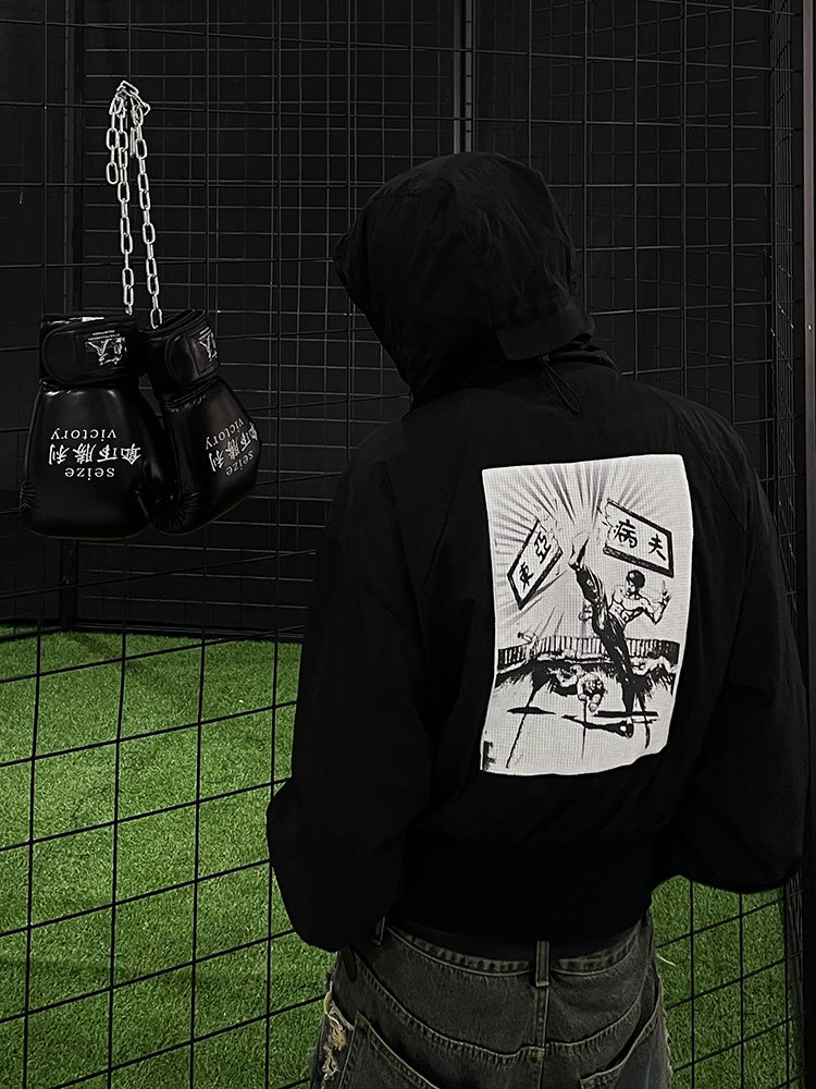 Men's Back Kick Plaque Patch Hooded Sun-proof Top