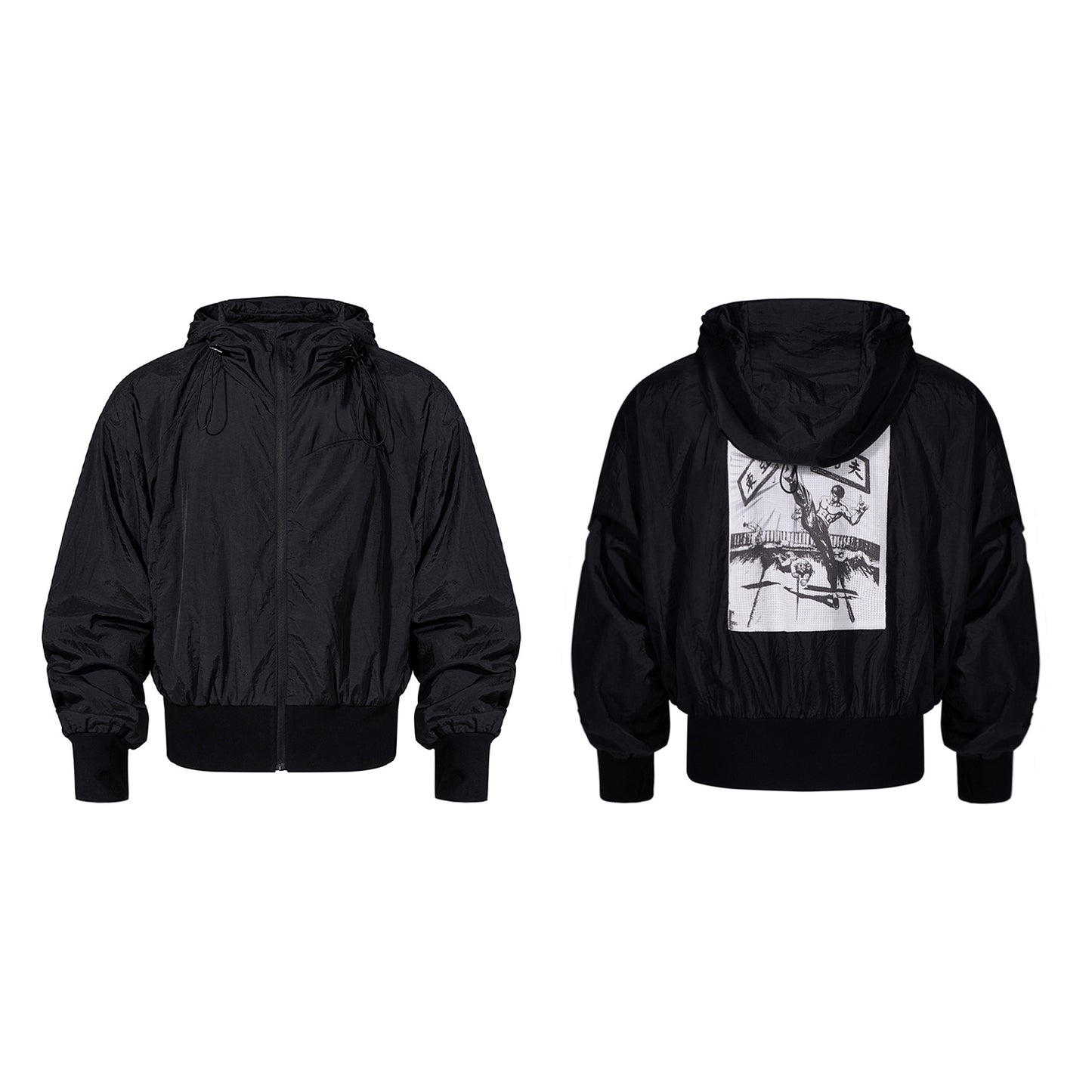 Men's Back Kick Plaque Patch Hooded Sun-proof Top