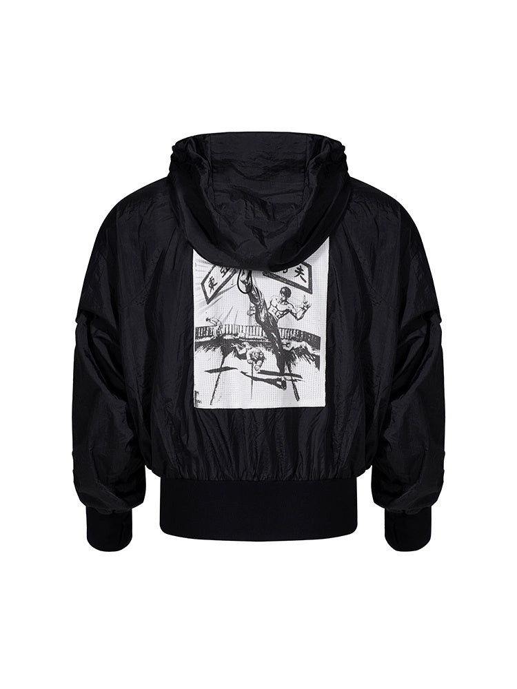 Men's Back Kick Plaque Patch Hooded Sun-proof Top